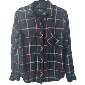 Rails Black, Aqua, Pink Plaid Hunter Button Down Shirt Women’s XS LS Soft A4